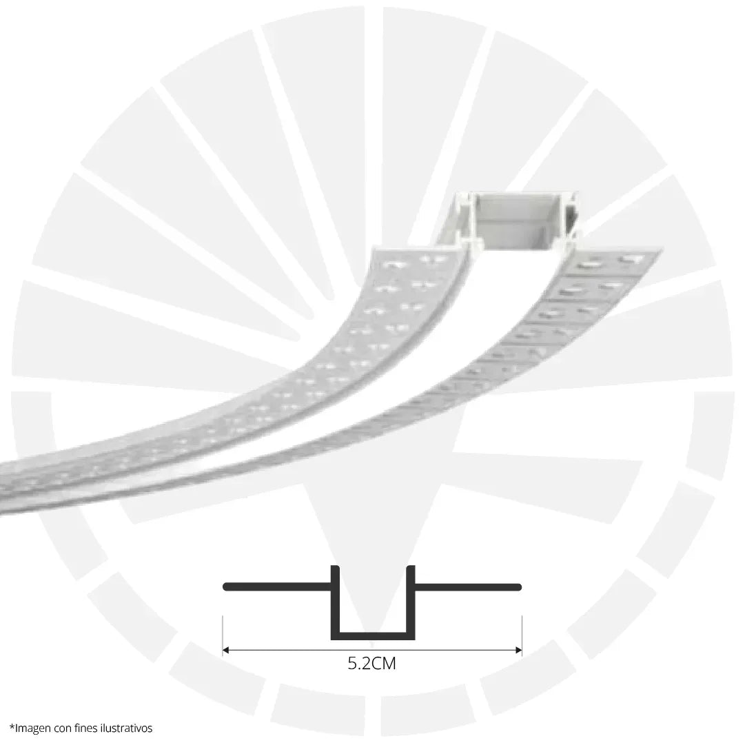 CANALETA ALUMINIO FLEXIBLE 3/4 EMPOTRAR PARA GYPSUM PARA CINTA LED 3 METROS PGY-10X10