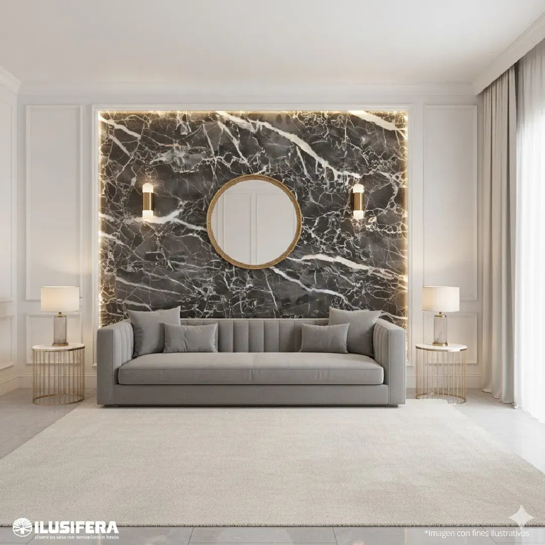 LAMINA PVC - PANEL UV ESTILO MARMOL CUARZO ESCALA AZULADO 1.22M X 2.44M / 3MM KL8042