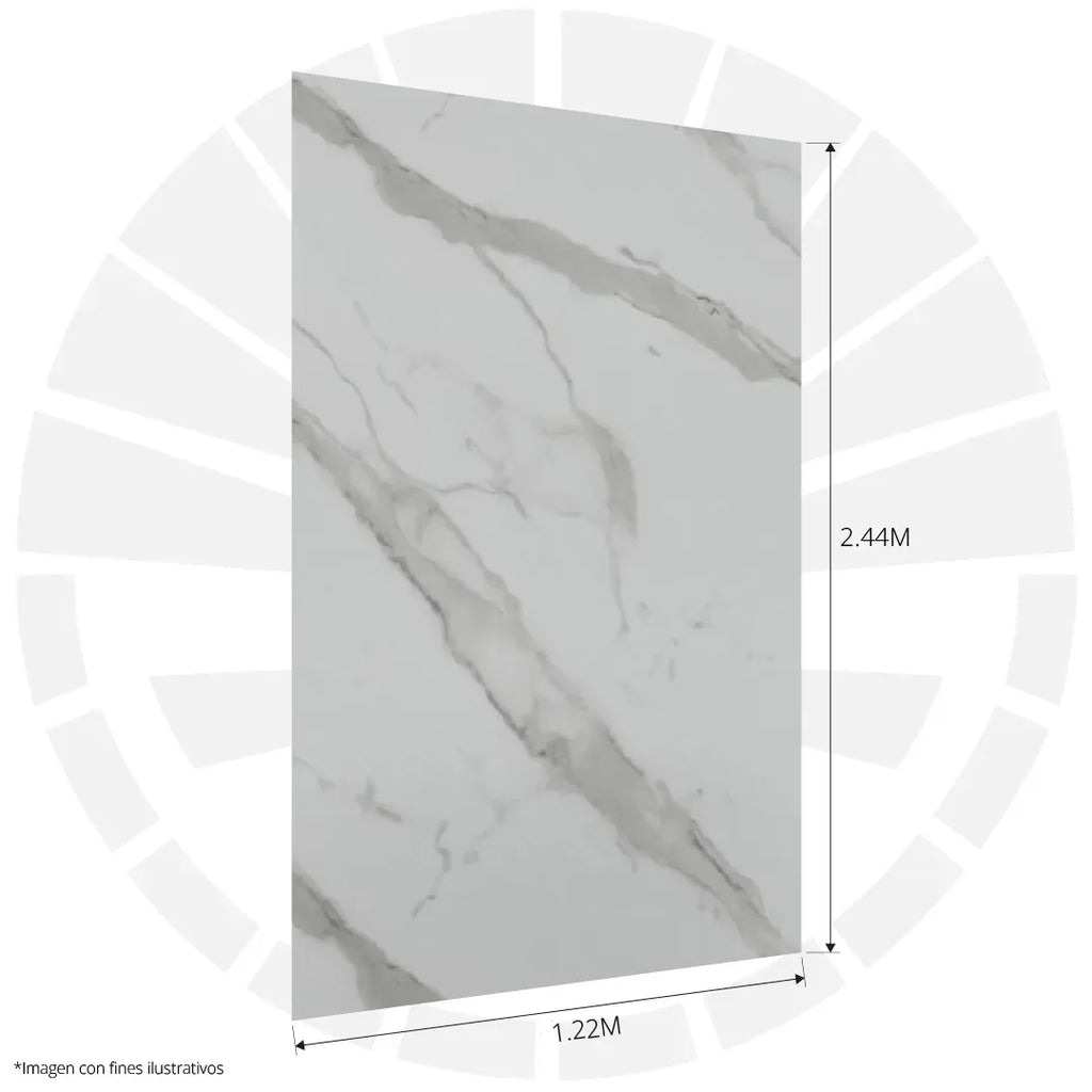 LÁMINA PVC - PANEL UV ESTILO MARMOL BLANCO ESCALA GRIS SATIN 1.22M X 2.44M / 3MM KL8024