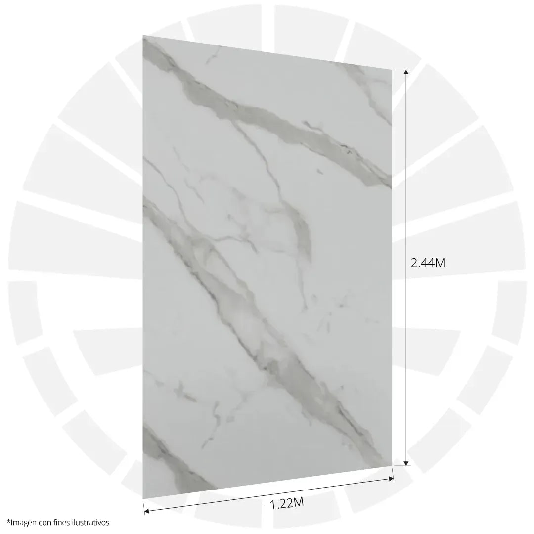 LÁMINA PVC - PANEL UV ESTILO MARMOL BLANCO ESCALA GRIS SATIN 1.22M X 2.44M / 3MM KL8024