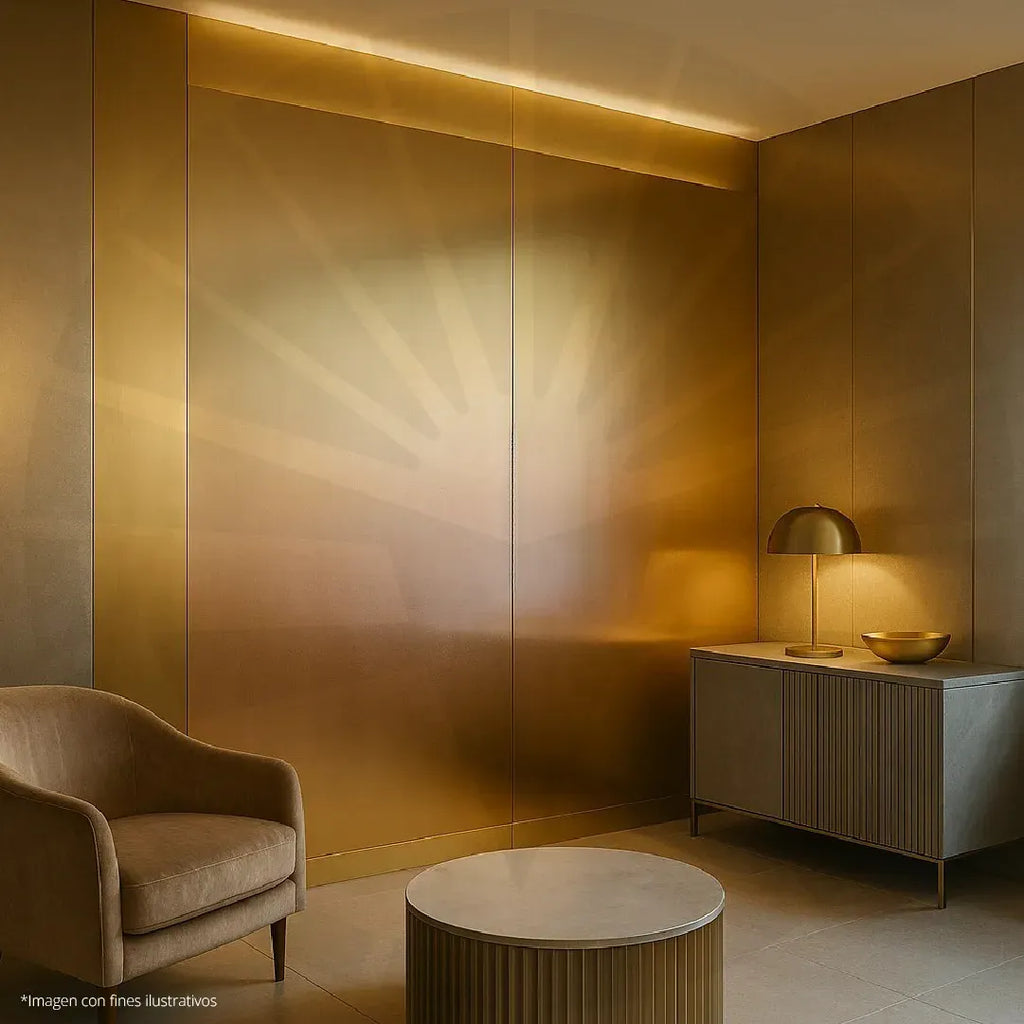 LÁMINA PVC - PANEL UV ESTILO DORADO CHAMPAGNE 1.22M X 2.44M / 3MM YTJS02