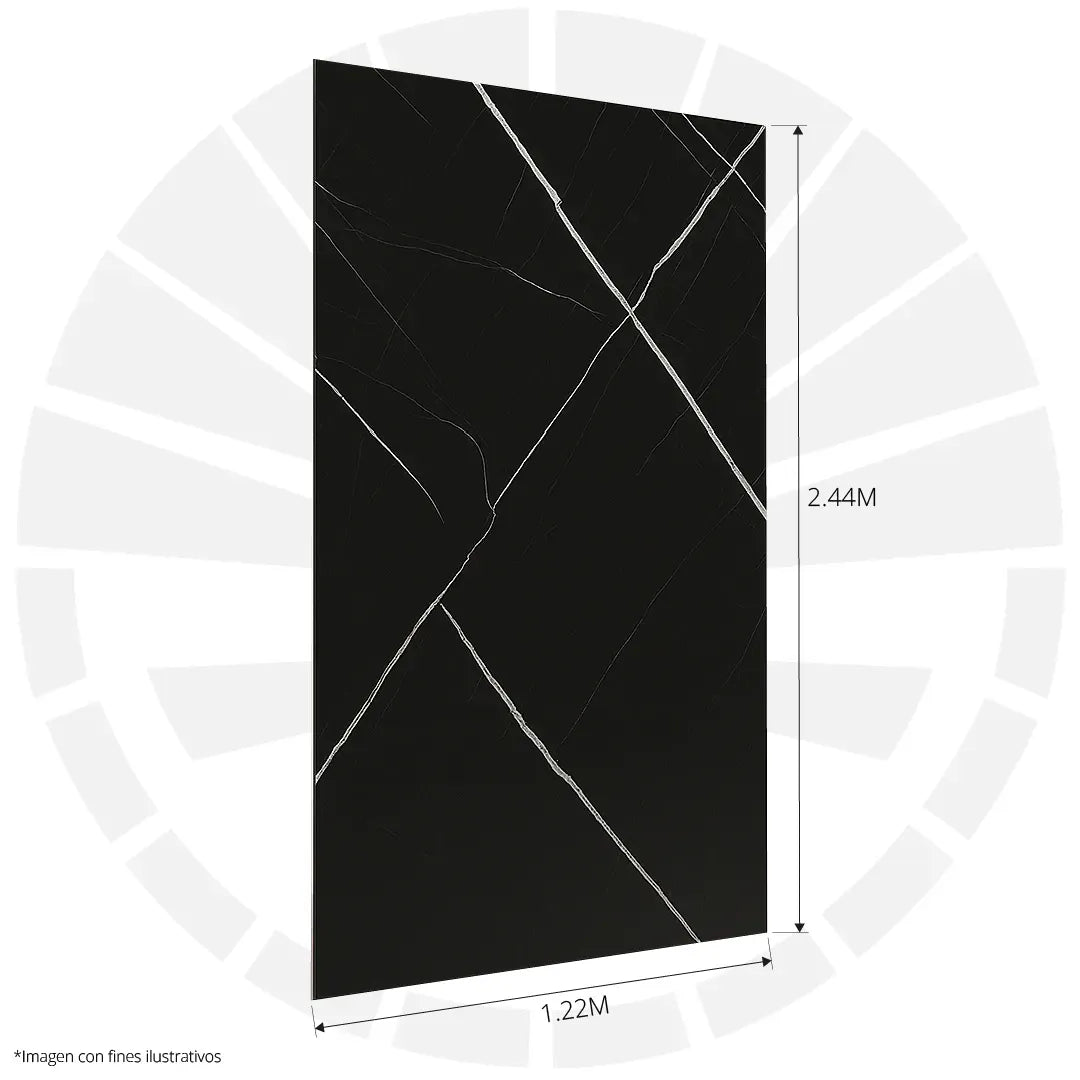 LÁMINA PVC - PANEL UV ESTILO MÁRMOL NEGRO ESCALA VETA BLANCA 1.22M X 2.44M / 3MM KL8271-2