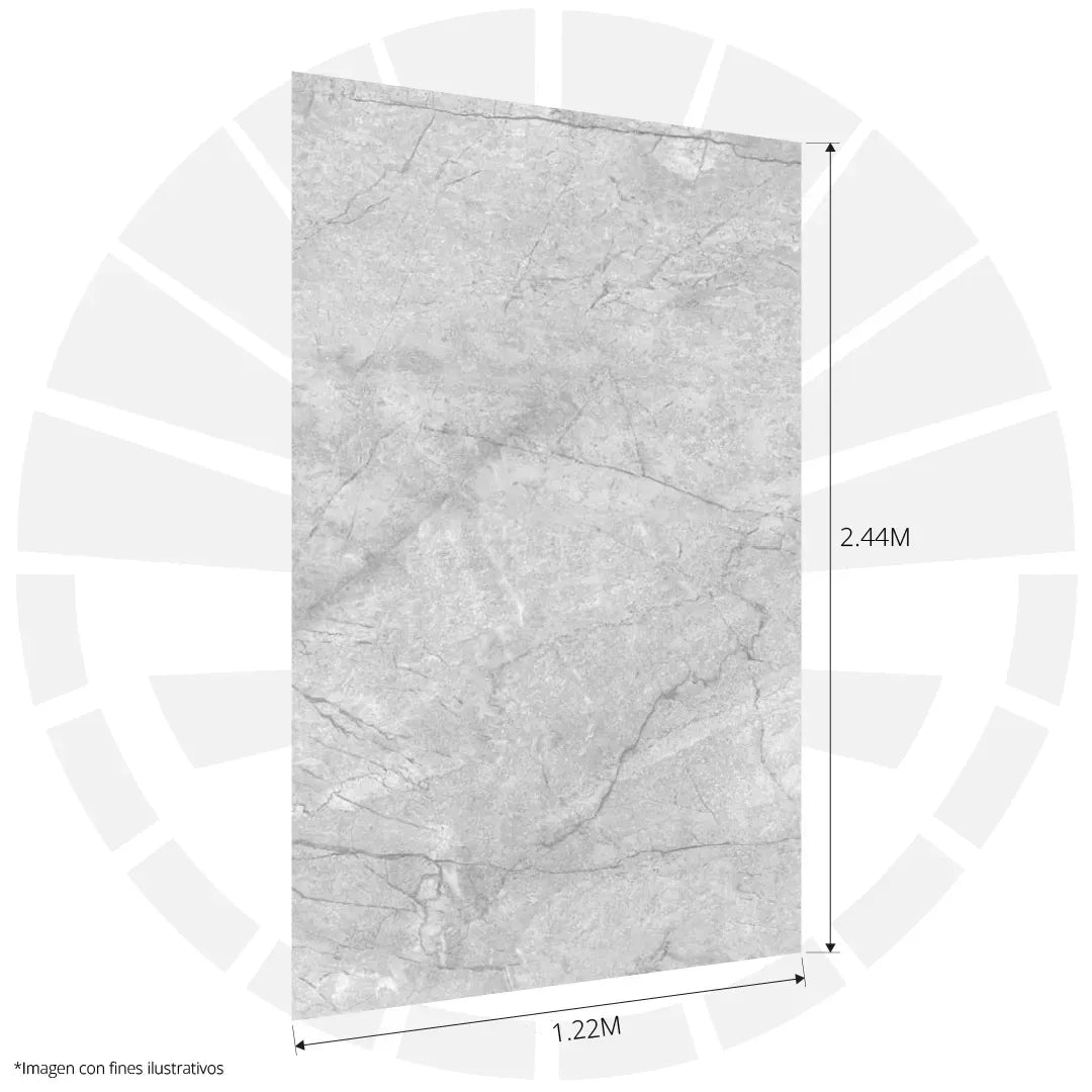 LÁMINA PVC - PANEL UV ESTILO MARMOL GRIS CENIZA SATIN 1.22M X 2.44M / 3MM KL8230