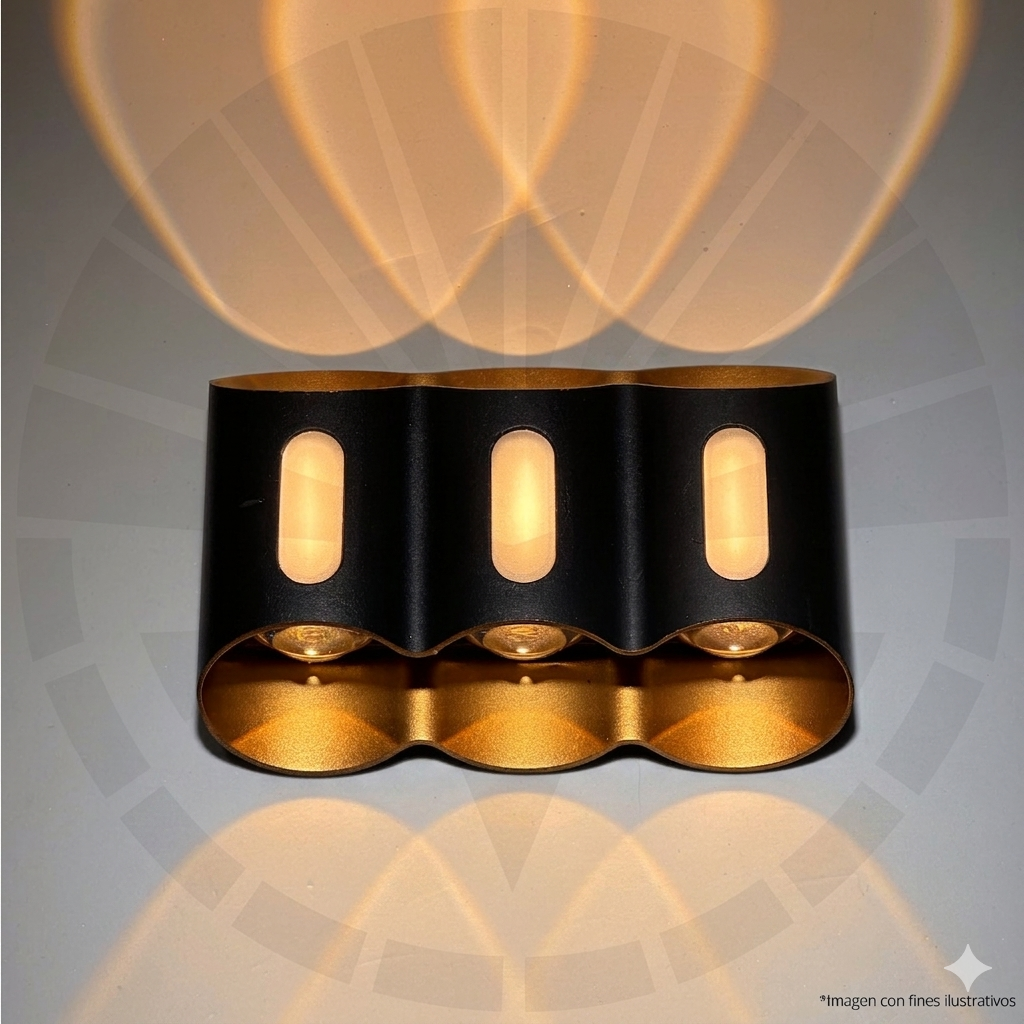 APLIQUE LED PARA PARED 3 LUCES OS-W248-9W BK+GD 3000K