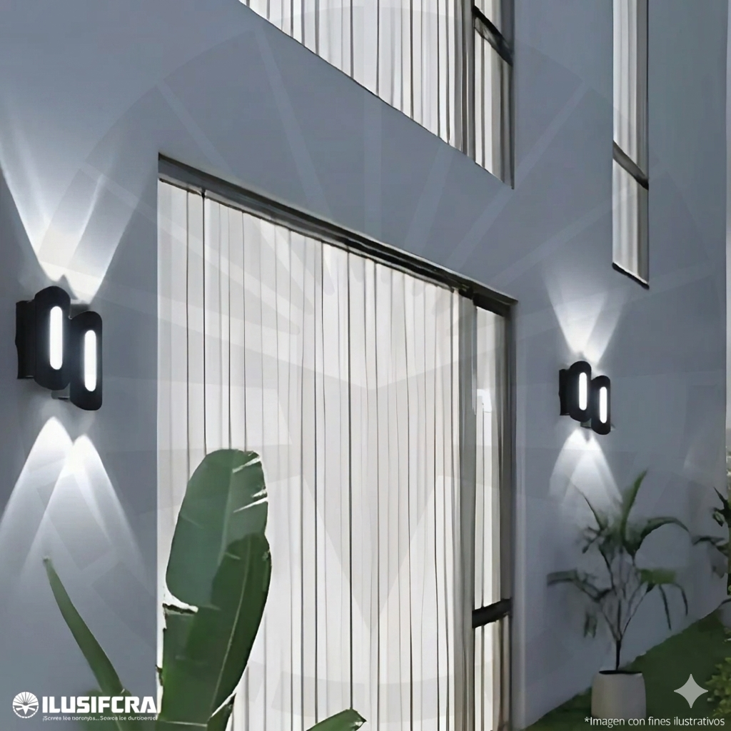 APLIQUE LED PARA PARED 2 LUCES OS-W207/4-6W NEGRO 6000K