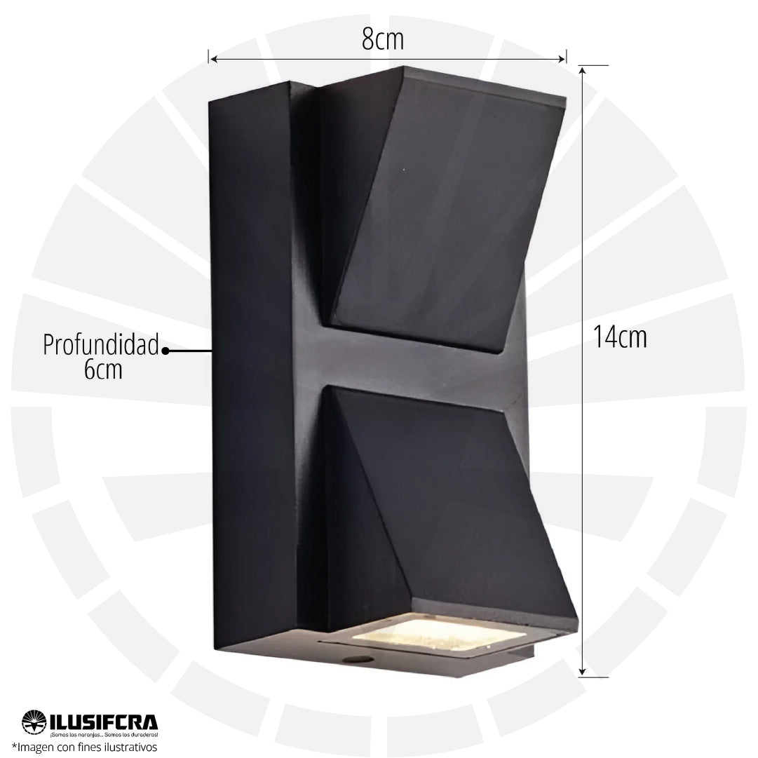APLIQUE LED PARA PARED OS-W15/2-10W 8006 NEGRO 3000K