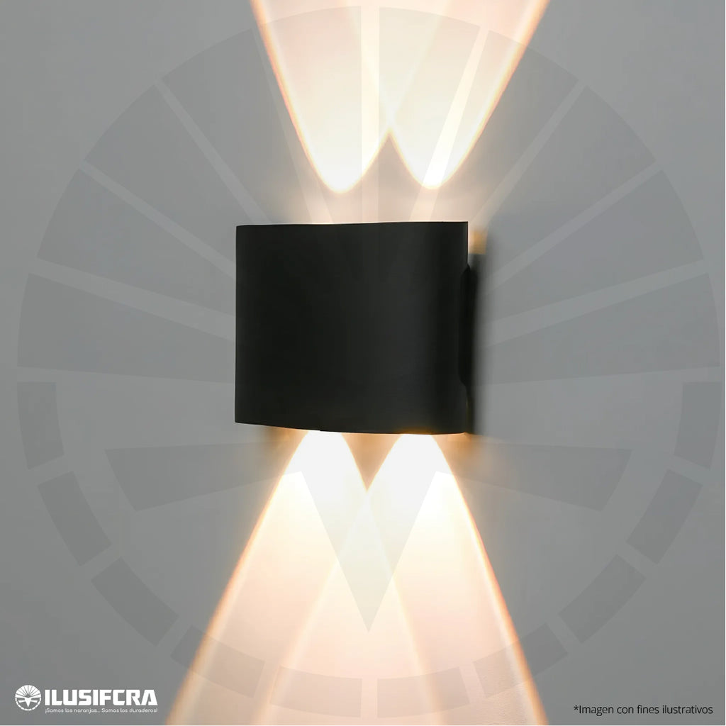 APLIQUE LED PARA PARED 2 LUCES OS-W02-4-4W 3202-2 NEGRO 3000K