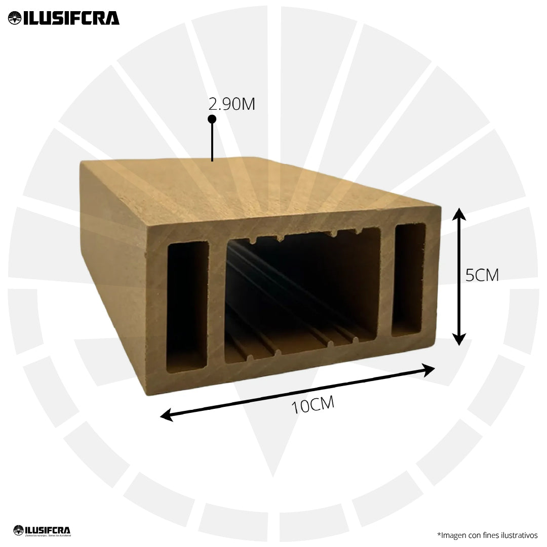 TUBO RECTANGULAR VIGA PVC ACABADO DECORATIVO CREMA 50X100 IS003 X 2.90M PARA EXTERIOR