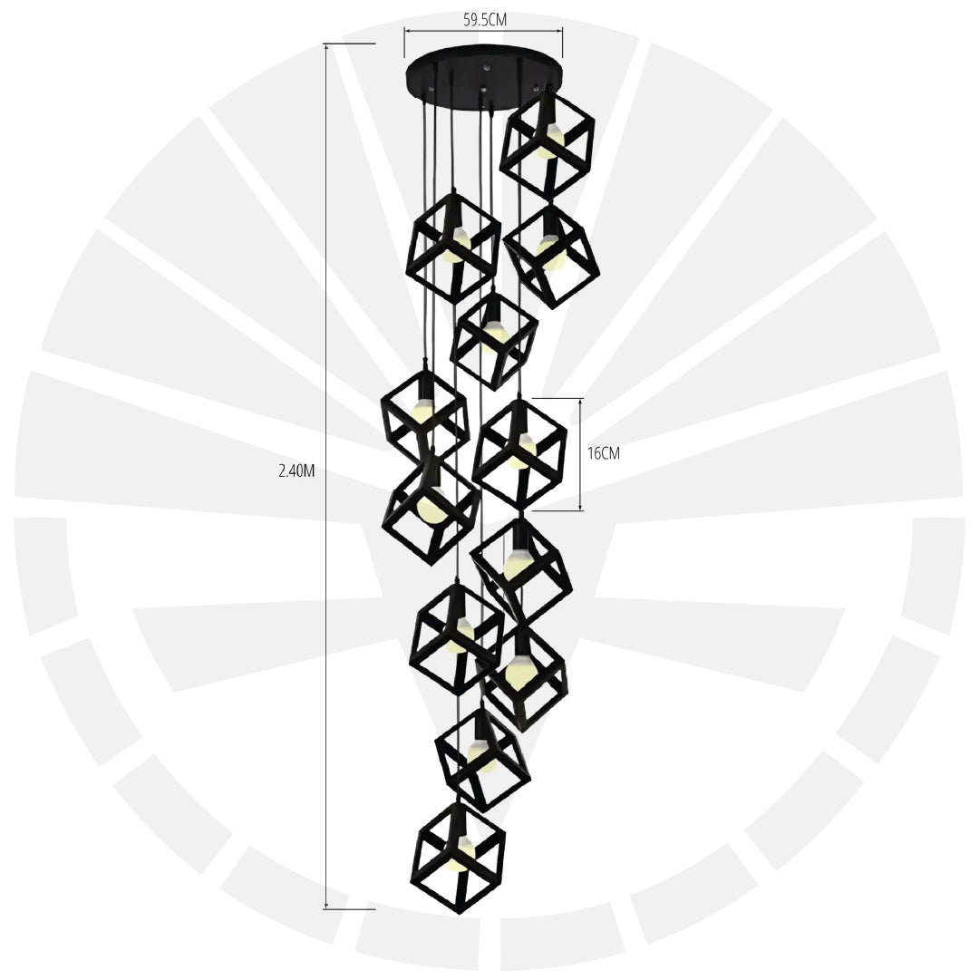 LÁMPARA DE COLGAR DOBLE ALTURA CUBOS LT2198-12/ 3080-12