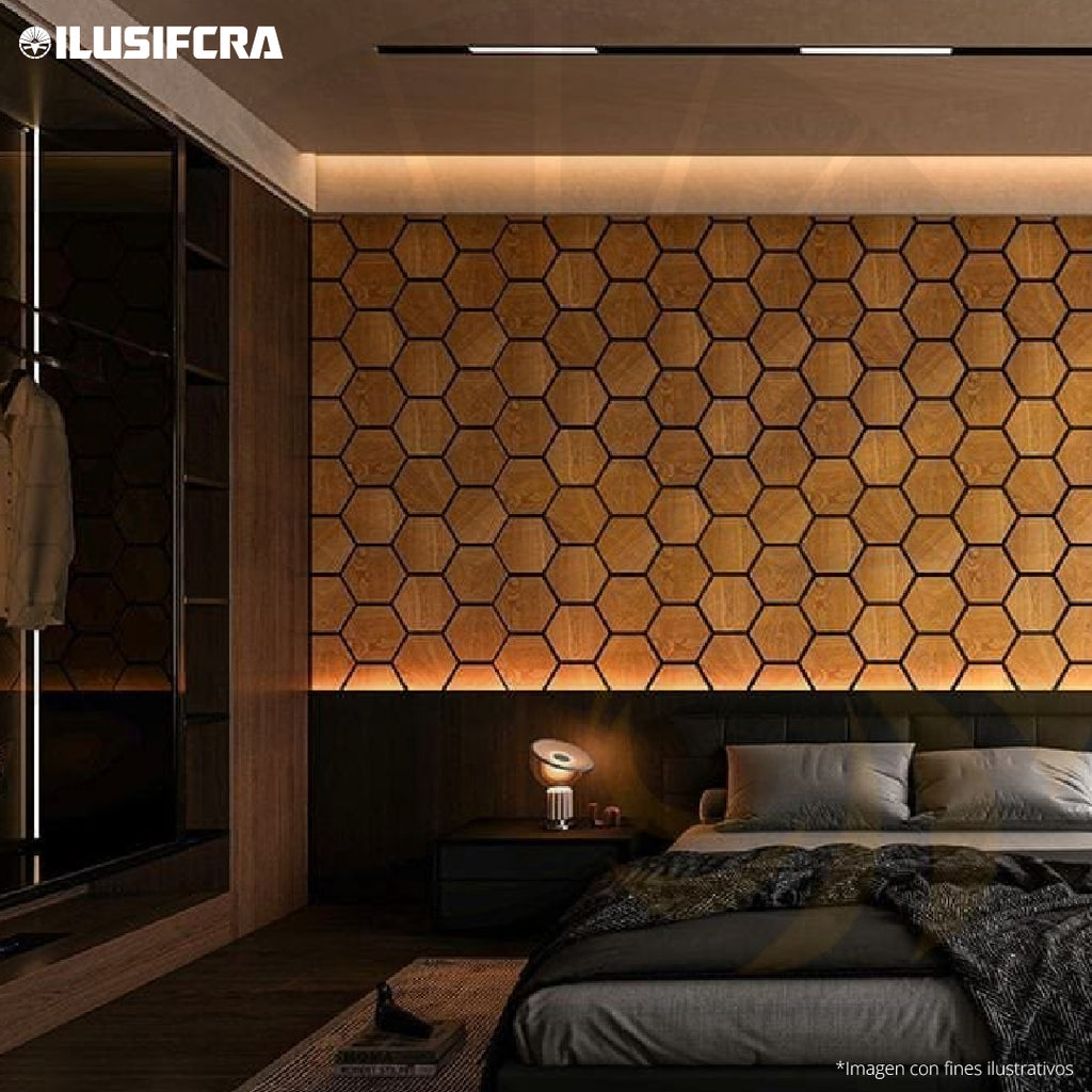 LÁMINA ACÚSTICA FIBRA DE POLIESTER P.E.S BEIGE HEXAGONAL 55CM X 68CM 17MM UNIDAD XYBS-014A