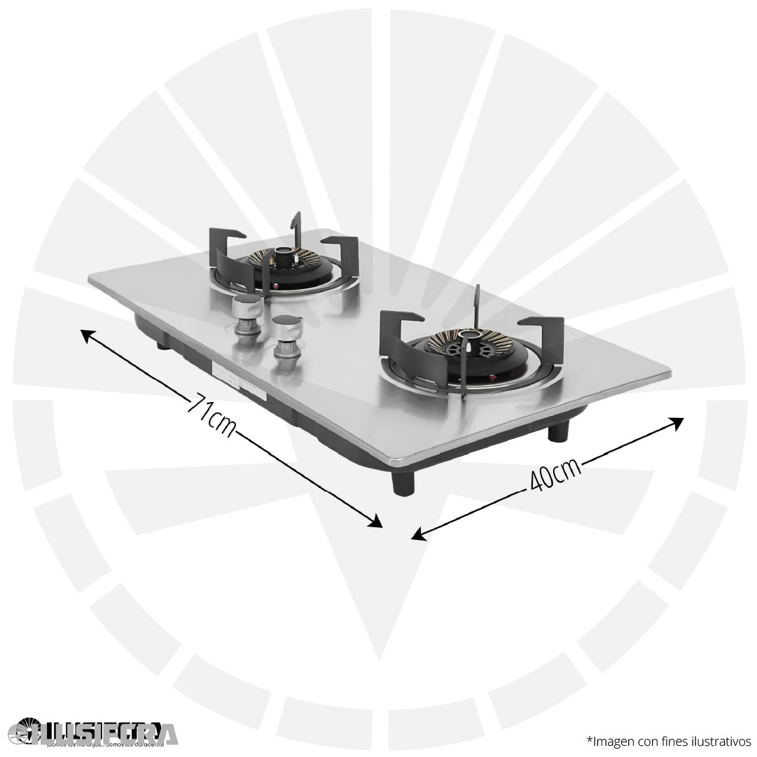 COCINA DE GAS 2 QUEMADORES ACERO INOXIDABLE CHF 0010