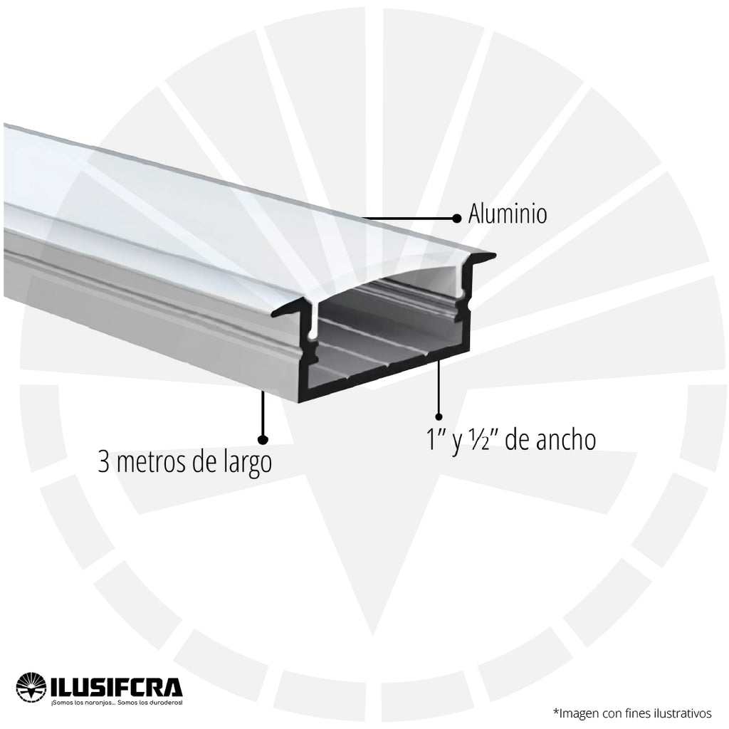 CANALETA ALUMINIO 1 1/2" PARA CINTA LED 3 METROS JZ-3010A