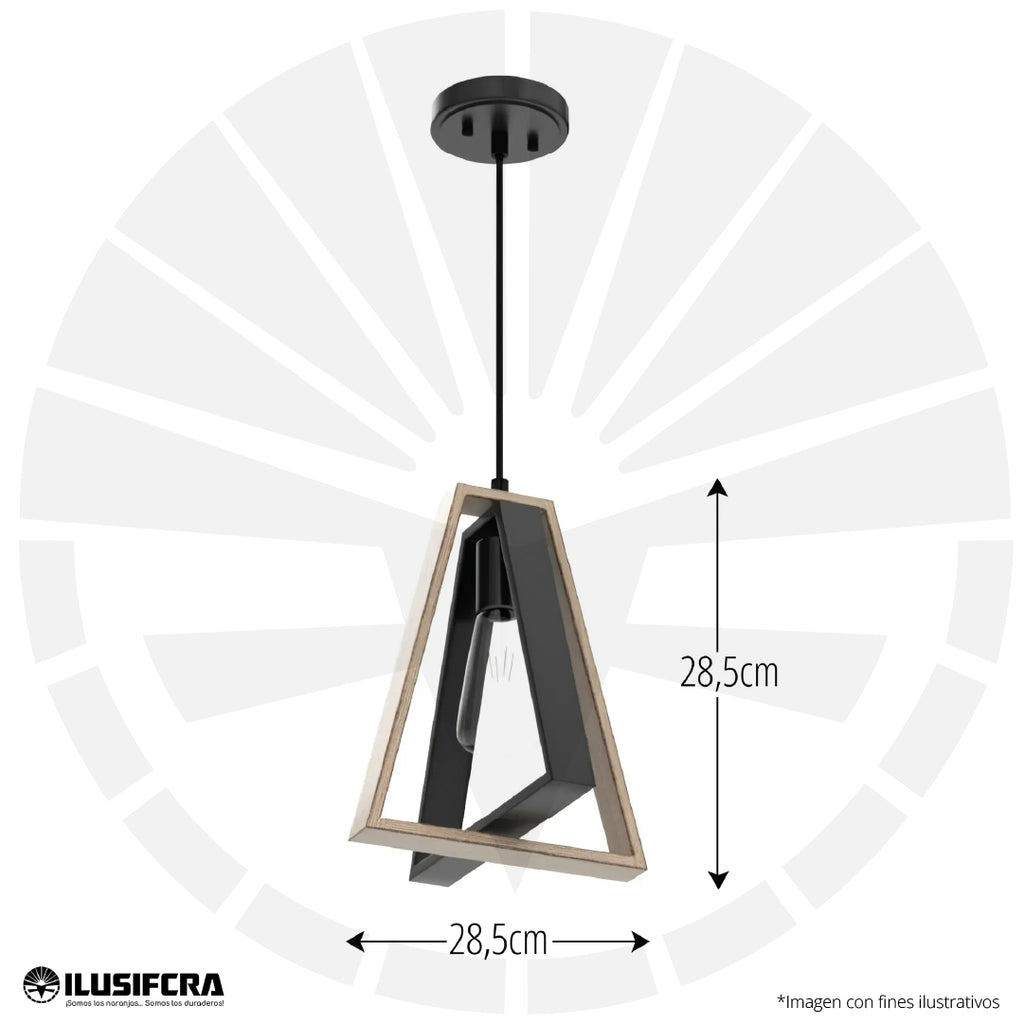 LÁMPARA DE COLGAR TRIÁNGULO DE MADERA RÚSTICO T5113-1