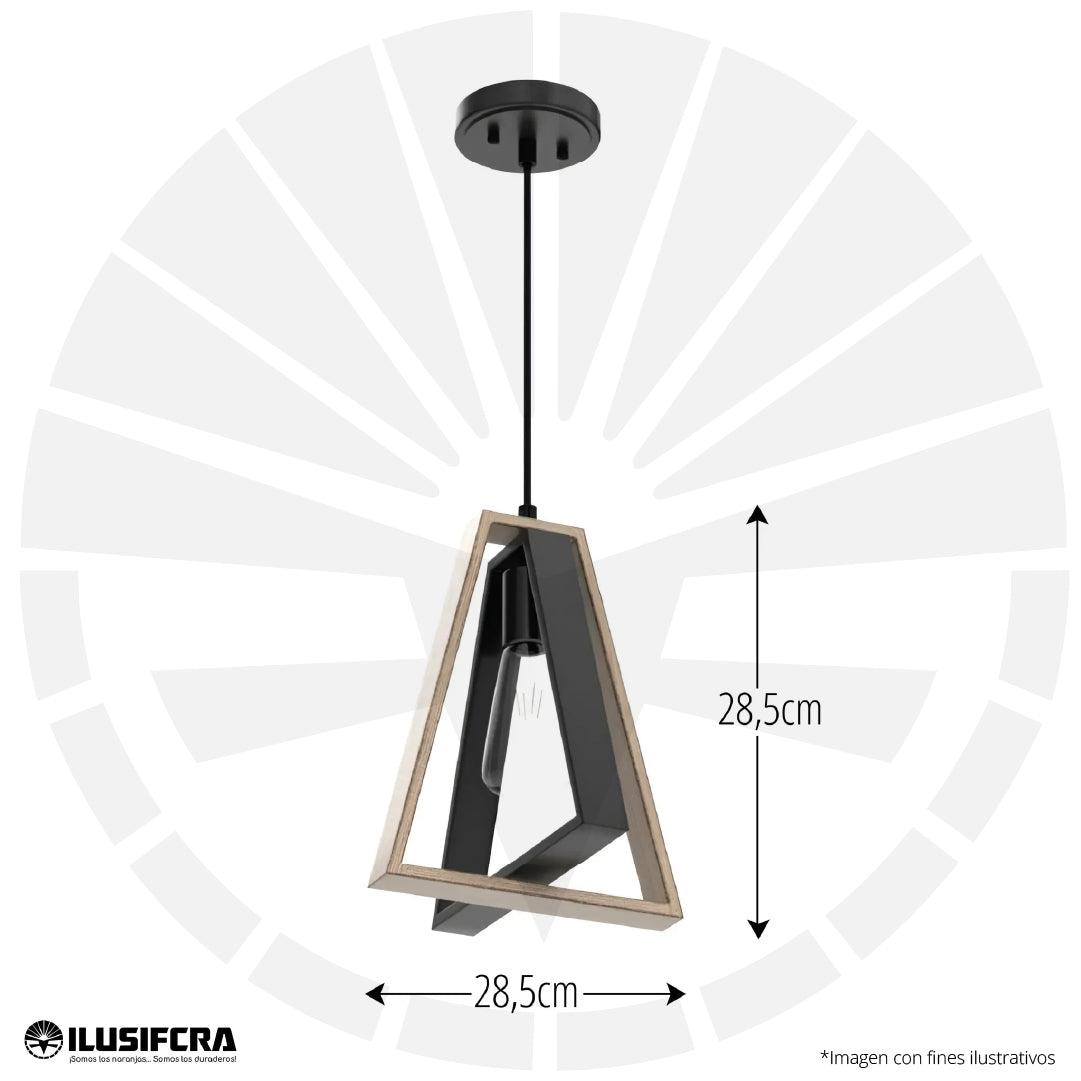 LÁMPARA DE COLGAR TRIÁNGULO DE MADERA RÚSTICO T5113-1
