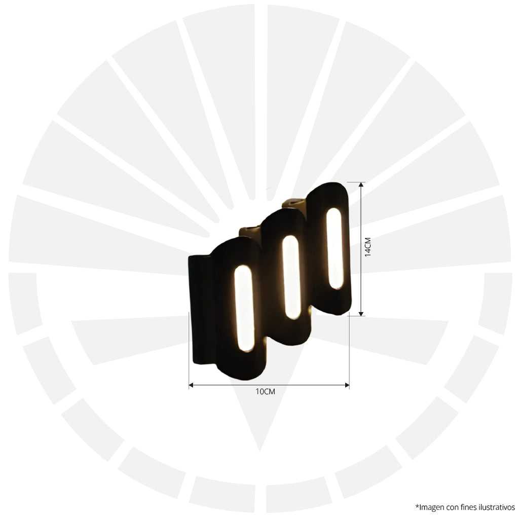 APLIQUE LED PARA PARED 3 LUCES OS-W207/6-9W NEGRO 3000k