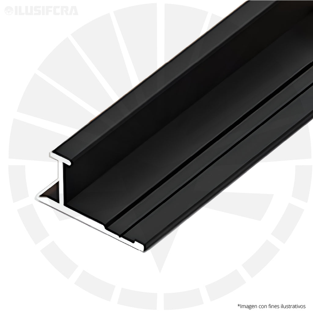 CANALETA ALUMINIO NEGRO 5MM PARA CARBONIZADA TIPO L UNION AMBOS LADOS 3 METROS