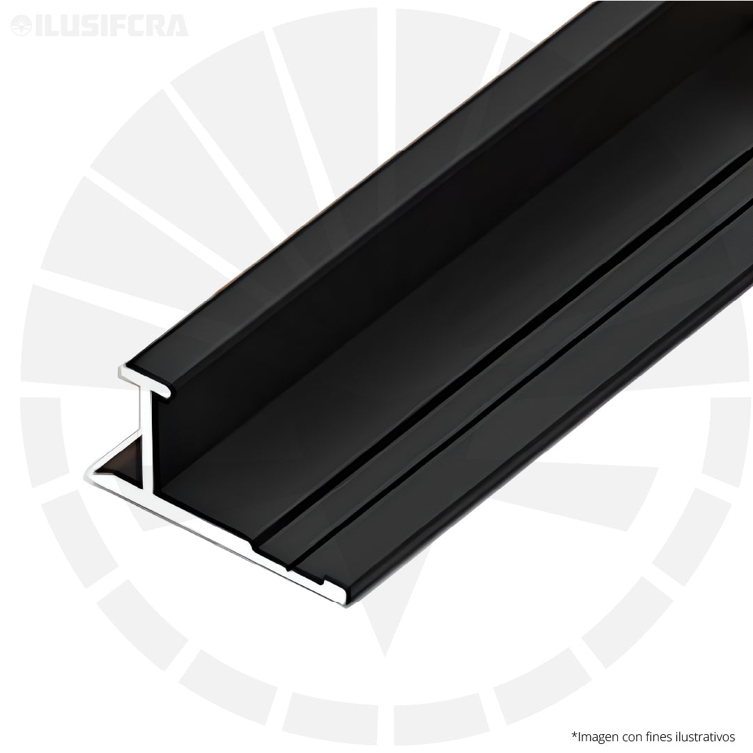 CANALETA ALUMINIO NEGRO 5MM PARA CARBONIZADA TIPO L UNION AMBOS LADOS 3 METROS