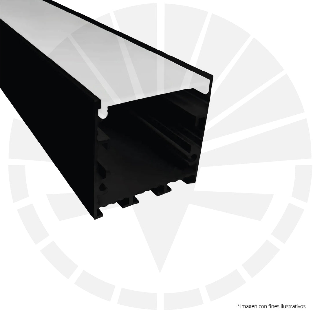 CANALETA ALUMINIO 2" PARCHE PARA CINTA LED 3 METROS JZ-50X32M-NEGRO