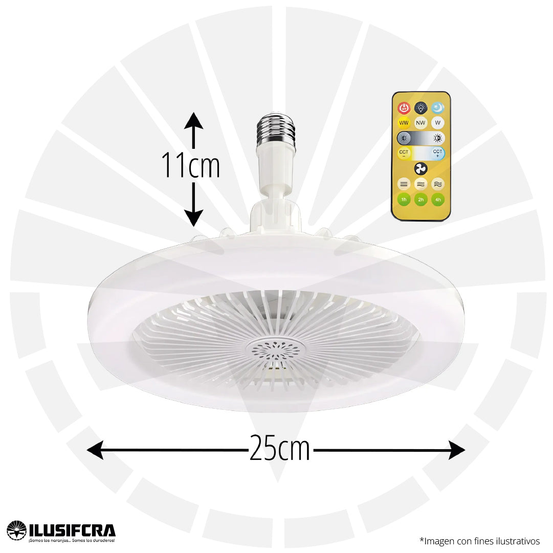 LAMPARA CON VENTILADOR OSCILANTE PARA TECHO E27 30W ILUSIFCRA