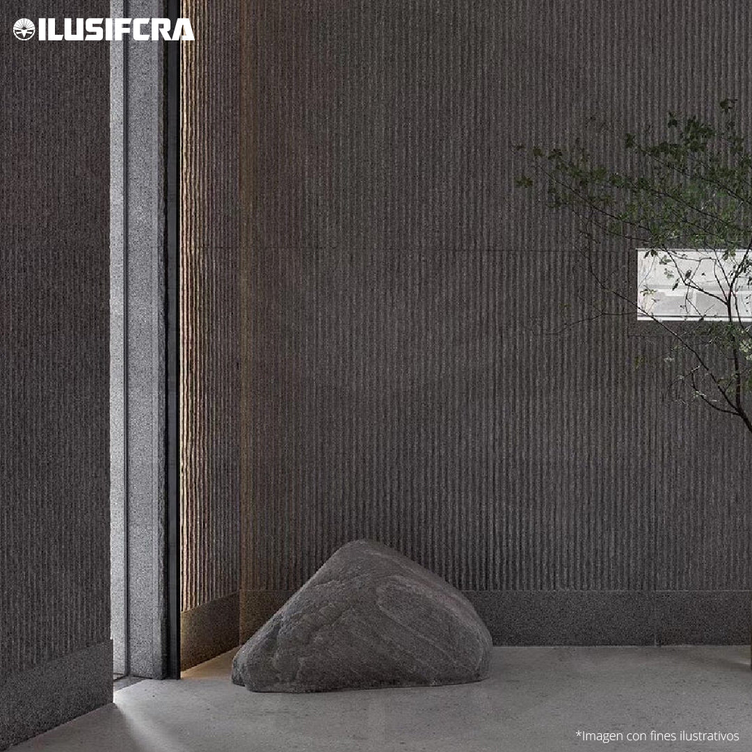 LÁMINA TEXTURA DE PIEDRA TUBULAR GRIS OSCURO PU-10-C P.U 60CM X 1.20M