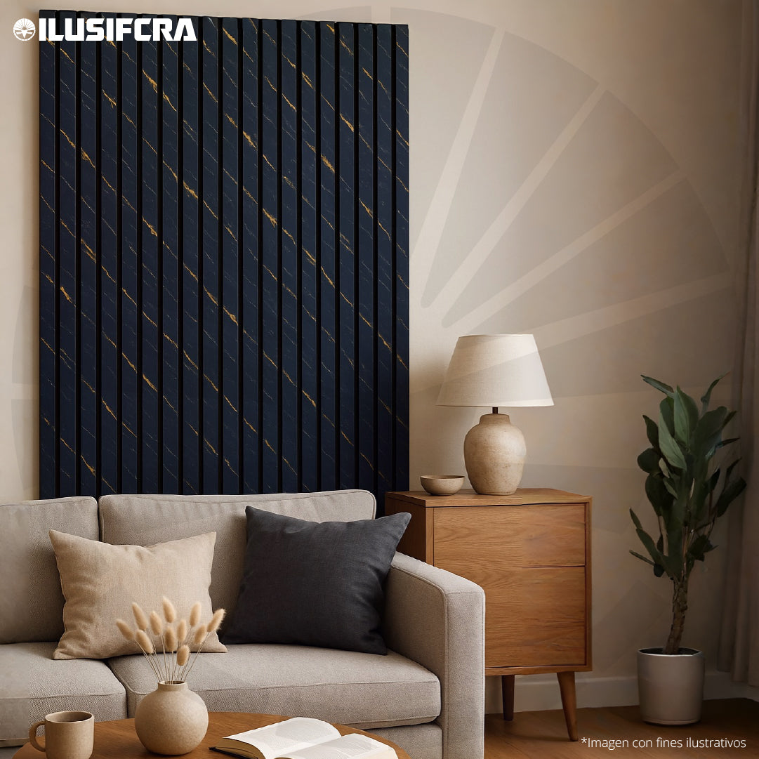 LÁMINA ACÚSTICA FIBRA DE POLIESTER P.E.S ACANALADA NEGRO BETA 2.40MT X 60CM 17MM UNIDAD XYBCT-001B