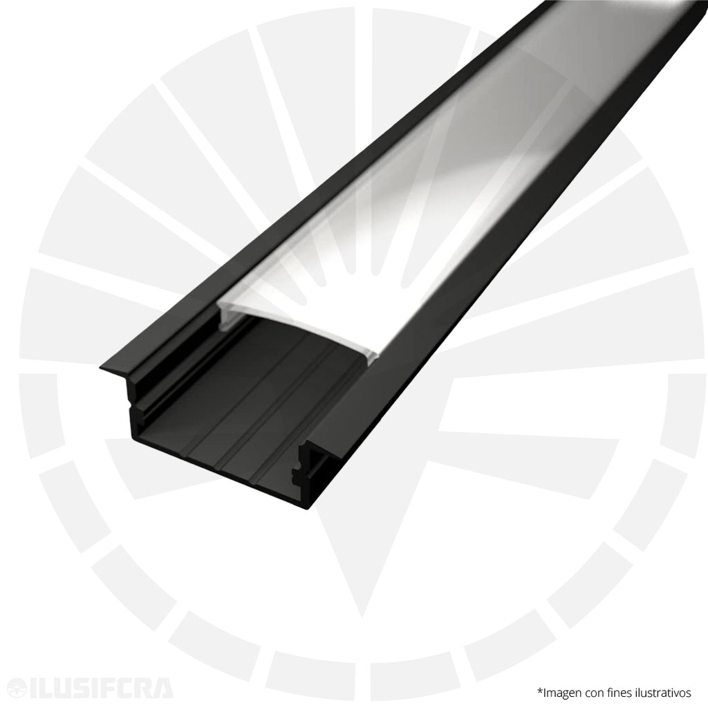 CANALETA ALUMINIO NEGRA 1/2 EMPOTRAR PARA CINTA LED 3 METROS JZ-1707A