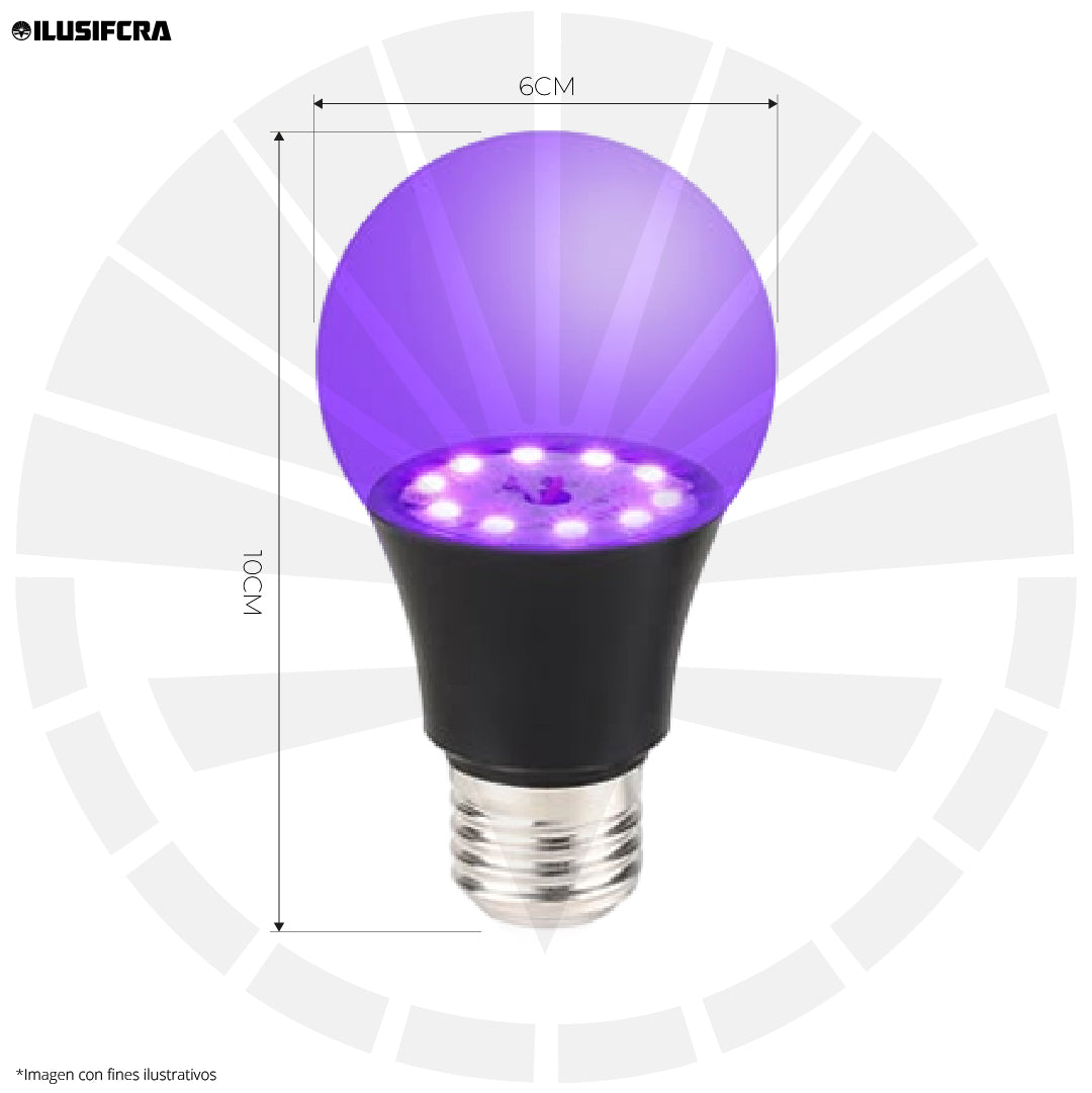 BOMBILLO LED A60 REDONDO LUZ VIOLETA 10W/120V ILUSIFCRA