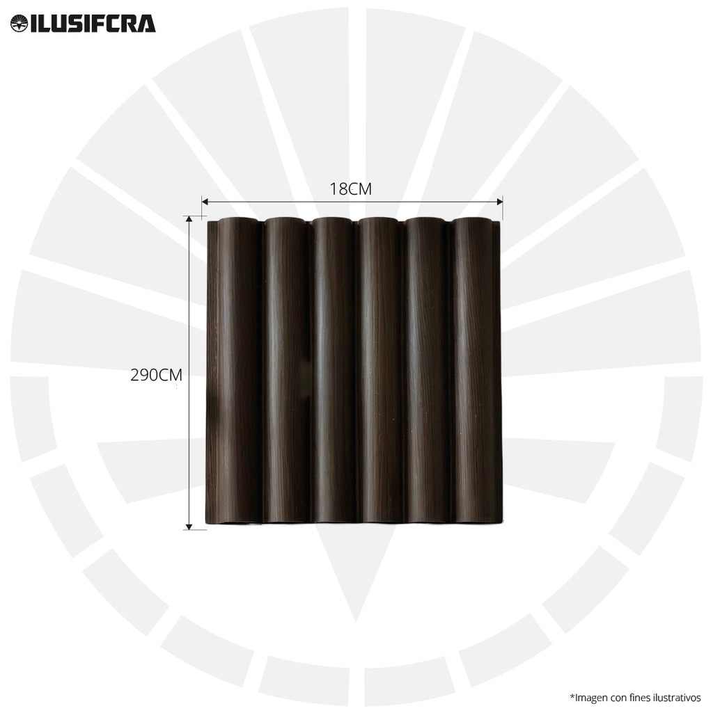 LÁMINA ACANALADA PLACOVE 180 WPC ROBLE OSCURO 1020 18CM X 2.90M