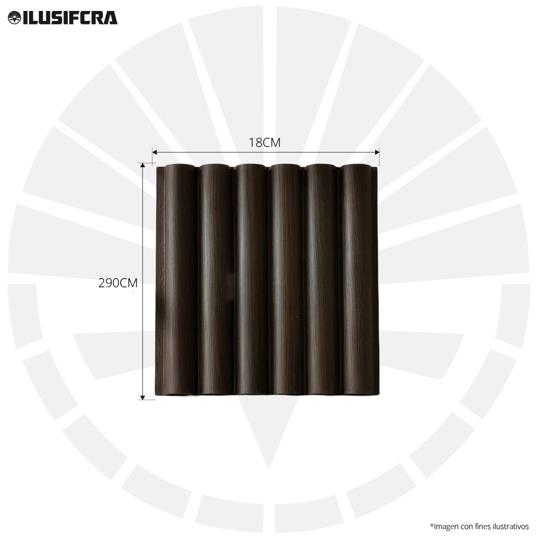 LÁMINA ACANALADA PLACOVE 180 WPC ROBLE OSCURO 1020 18CM X 2.90M