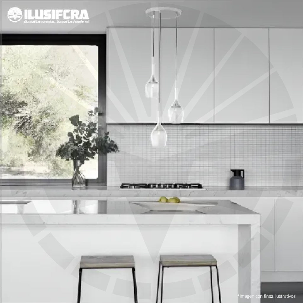 LÁMPARA DE COLGAR MINIMALISTA 3 COPAS DE VIDRIO 2805-3B