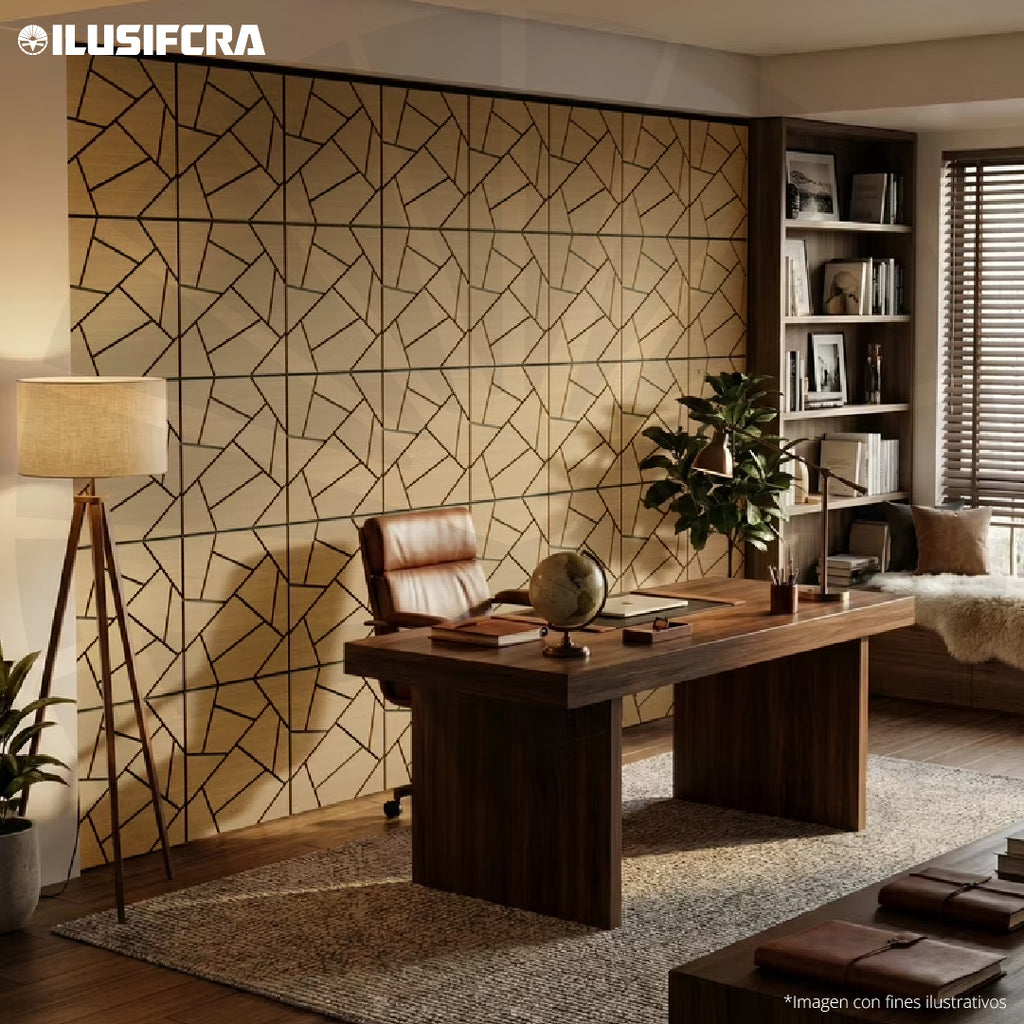 LÁMINA ACÚSTICA FIBRA DE POLIESTER P.E.S BEIGE MOSAICO 60CM X 60CM 17MM UNIDAD XYBZ-024B