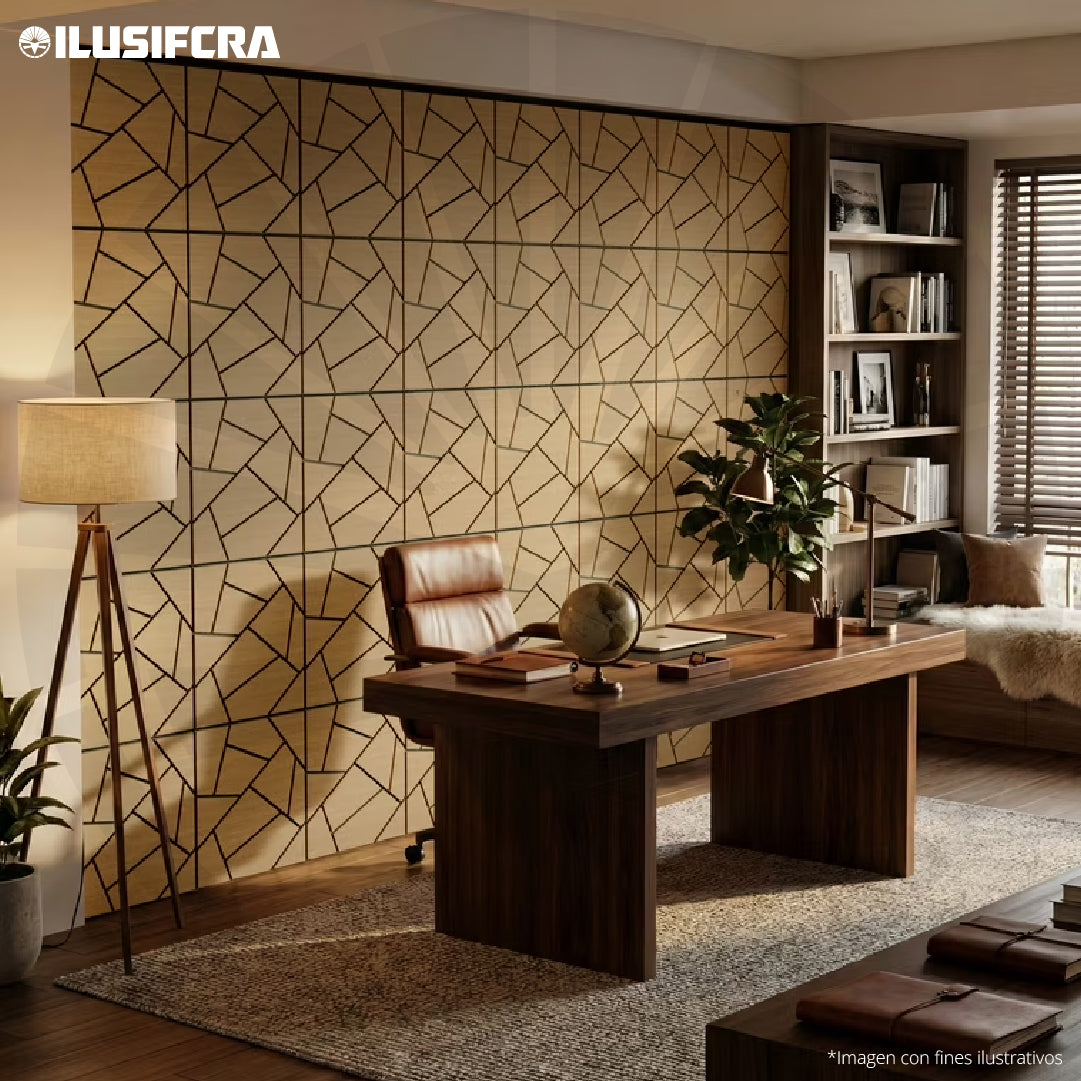 LÁMINA ACÚSTICA FIBRA DE POLIESTER P.E.S BEIGE MOSAICO 60CM X 60CM 17MM UNIDAD XYBZ-024B