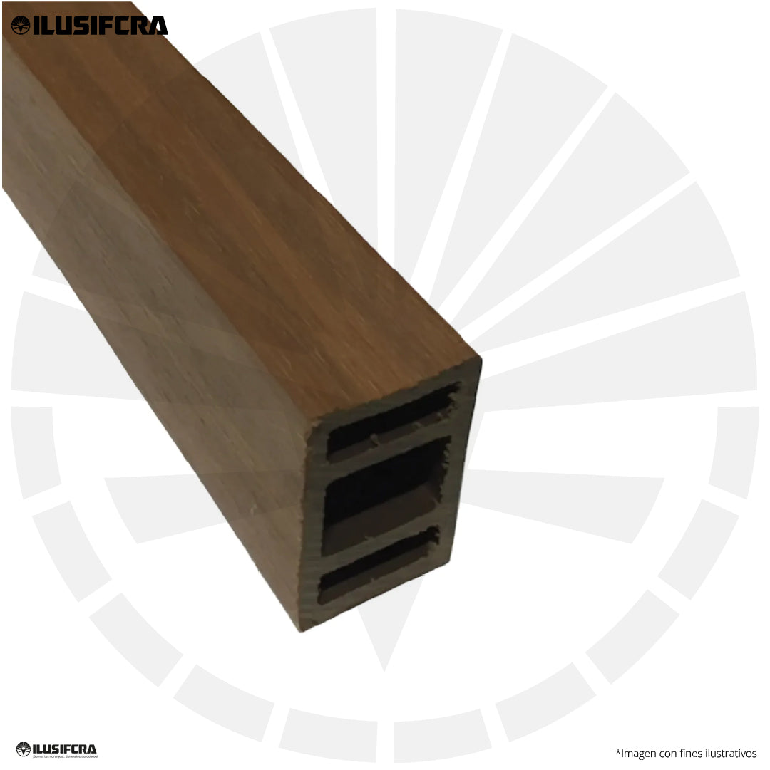 TUBO RECTANGULAR VIGA PVC ACABADO DECORATIVO ROBLE OSCURO 50X100 1020 X 2.90M PARA EXTERIOR