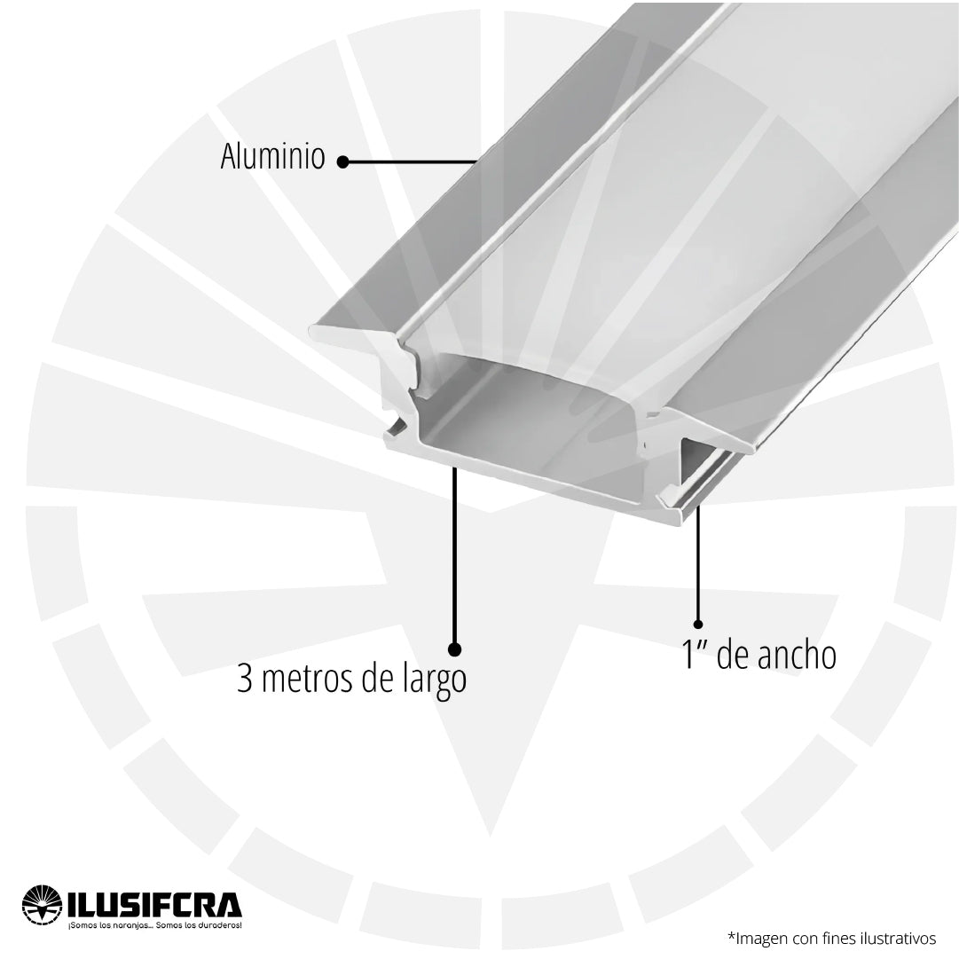 CANALETA ALUMINIO 1" PARA CINTA LED 3 METROS JZ-2310A