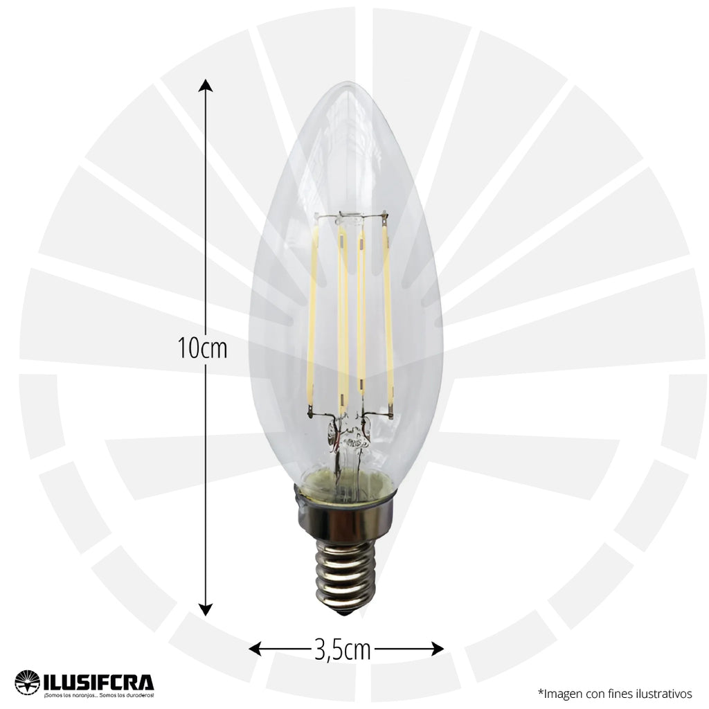 BOMBILLO E27 VELA TRANSPARENTE BLANCO ILUSIFCRA