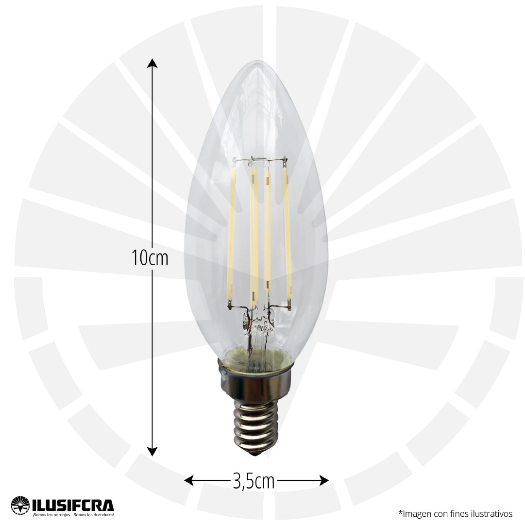 BOMBILLO E27 VELA TRANSPARENTE BLANCO ILUSIFCRA