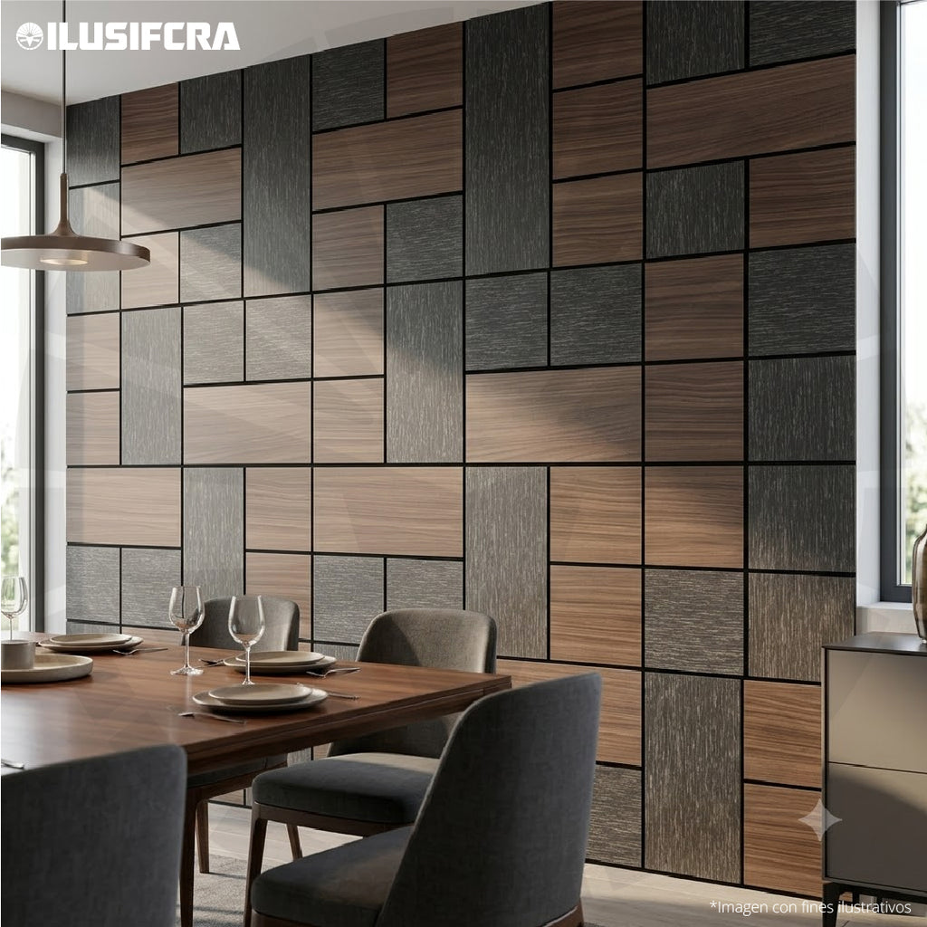 LÁMINA ACÚSTICA FIBRA DE POLIESTER P.E.S NEGRO MARRÓN 60CM X 60CM 17MM UNIDAD XYBZ-014B