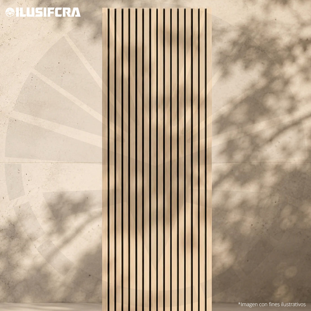 LÁMINA ACÚSTICA FIBRA DE POLIESTER P.E.S ACANALADA GREIGE 2.40MT X 60CM 17MM UNIDAD K7030-A189