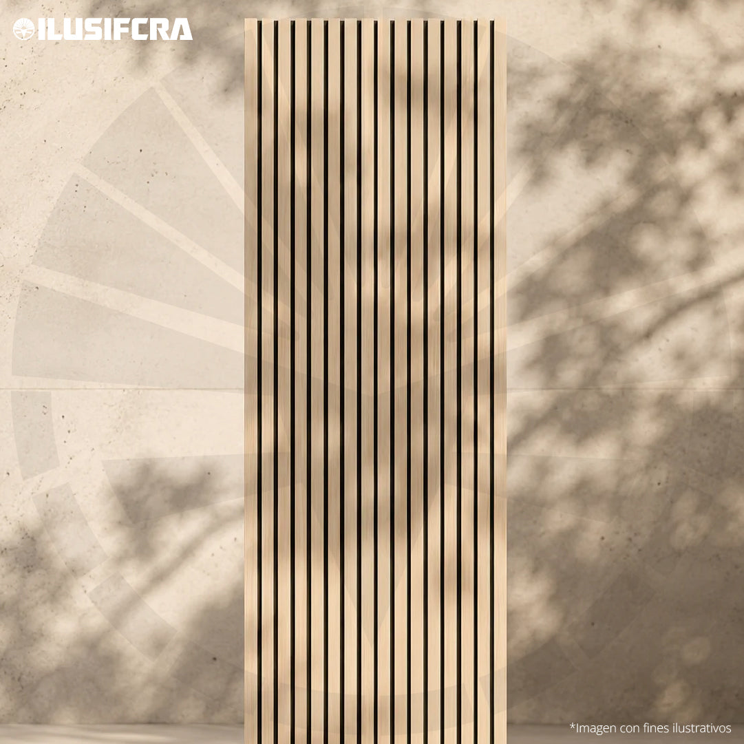 LÁMINA ACÚSTICA FIBRA DE POLIESTER P.E.S ACANALADA GREIGE 2.40MT X 60CM 17MM UNIDAD K7030-A189