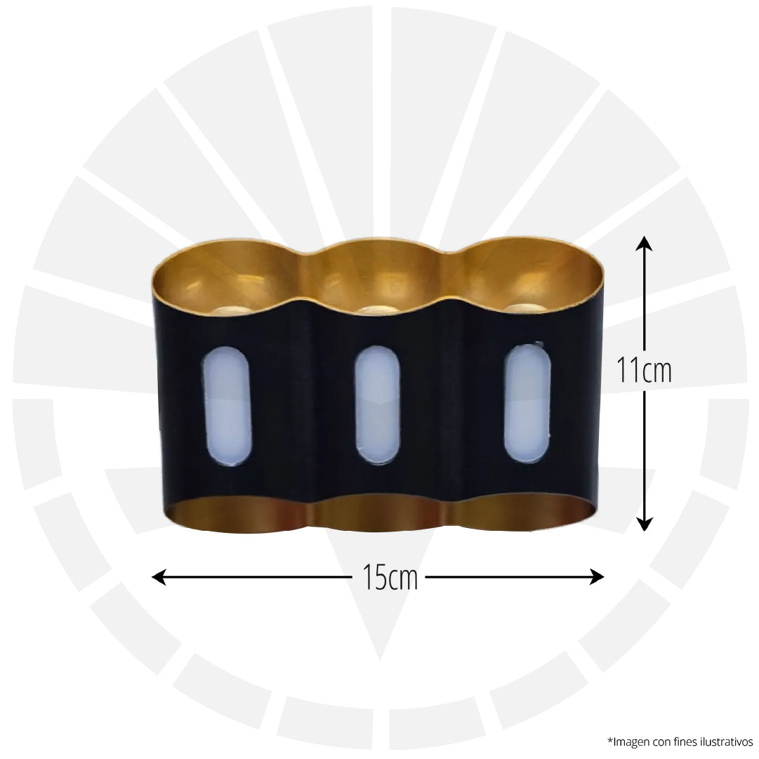 APLIQUE LED PARA PARED 3 LUCES OS-W248-9W BK+GD 3000K