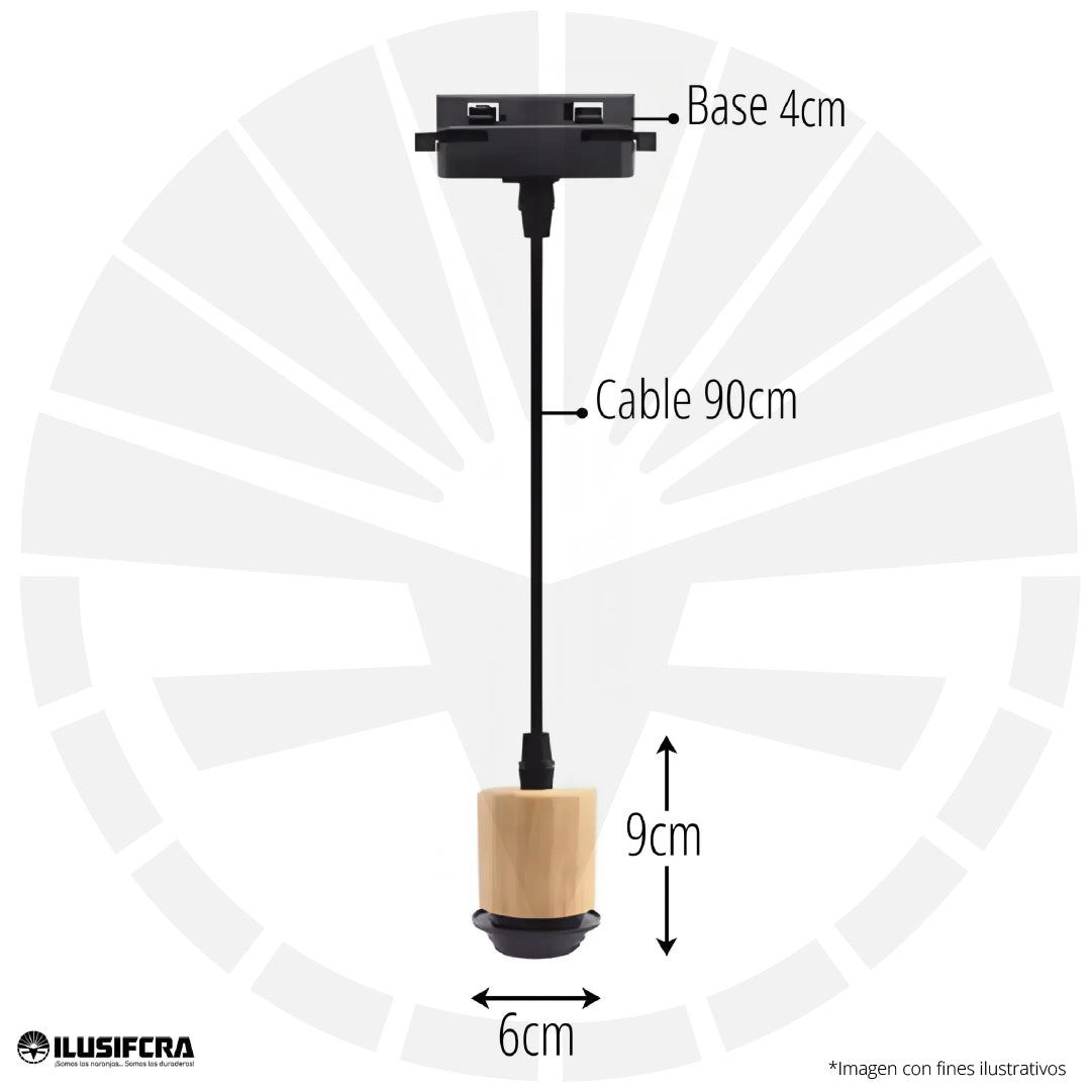 LÁMPARA DE RIEL ESTILO MADERA RÚSTICO VINTAGE E27 MTCX-M01