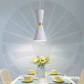 LÁMPARA DE COLGAR CONO PEQUEÑO BLANCO CON DETALLE DORADO DT-004