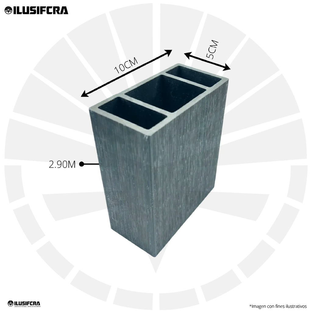 TUBO RECTANGULAR VIGA PVC ACABADO DECORATIVO GRIS CENIZA 50X100 P01 X 2.90M PARA EXTERIOR
