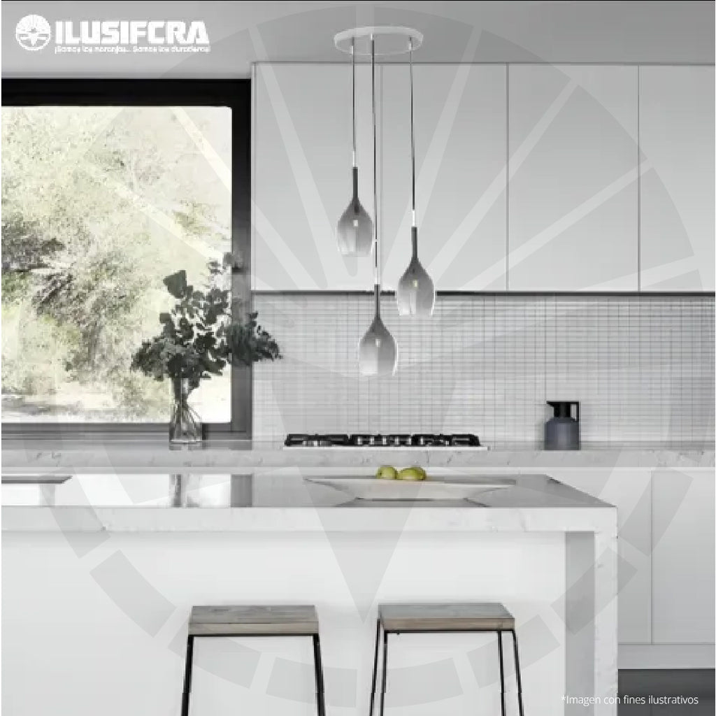 LÁMPARA DE COLGAR MINIMALISTA 3 COPAS DE VIDRIO 2805-3C