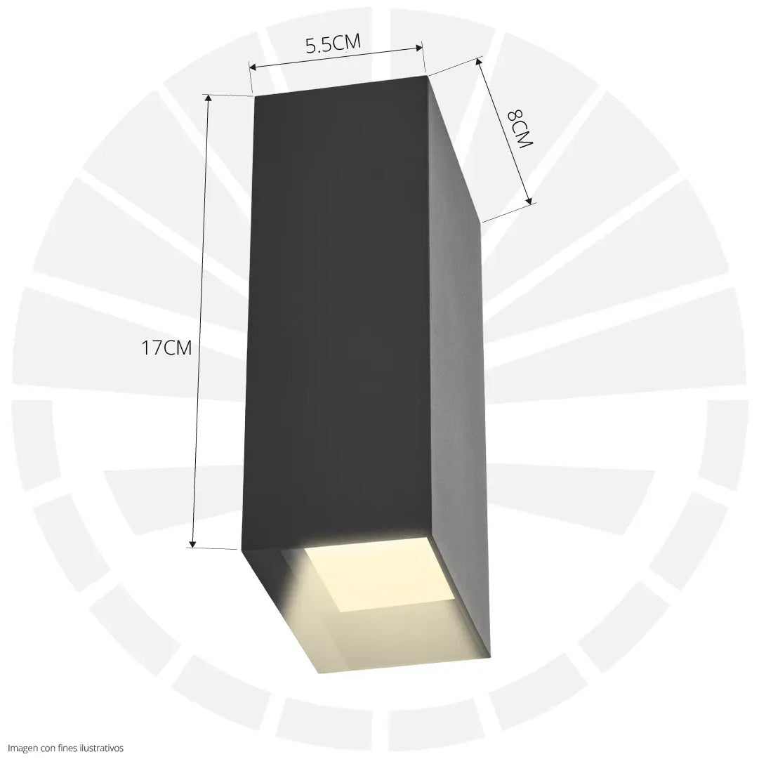 APLIQUE LED PARA PARED 2 LUCES OS-W14B NEGRO 6000K