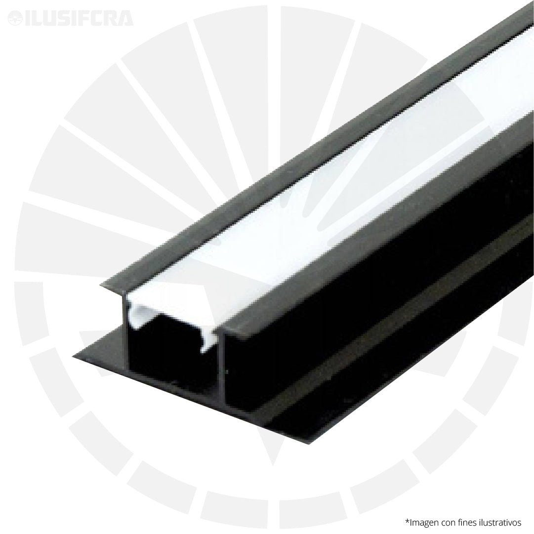 CANALETA ALUMINIO NEGRO 5MM PARA CARBONIZADA TIPO H CPN DIFUSOR 3 METROS