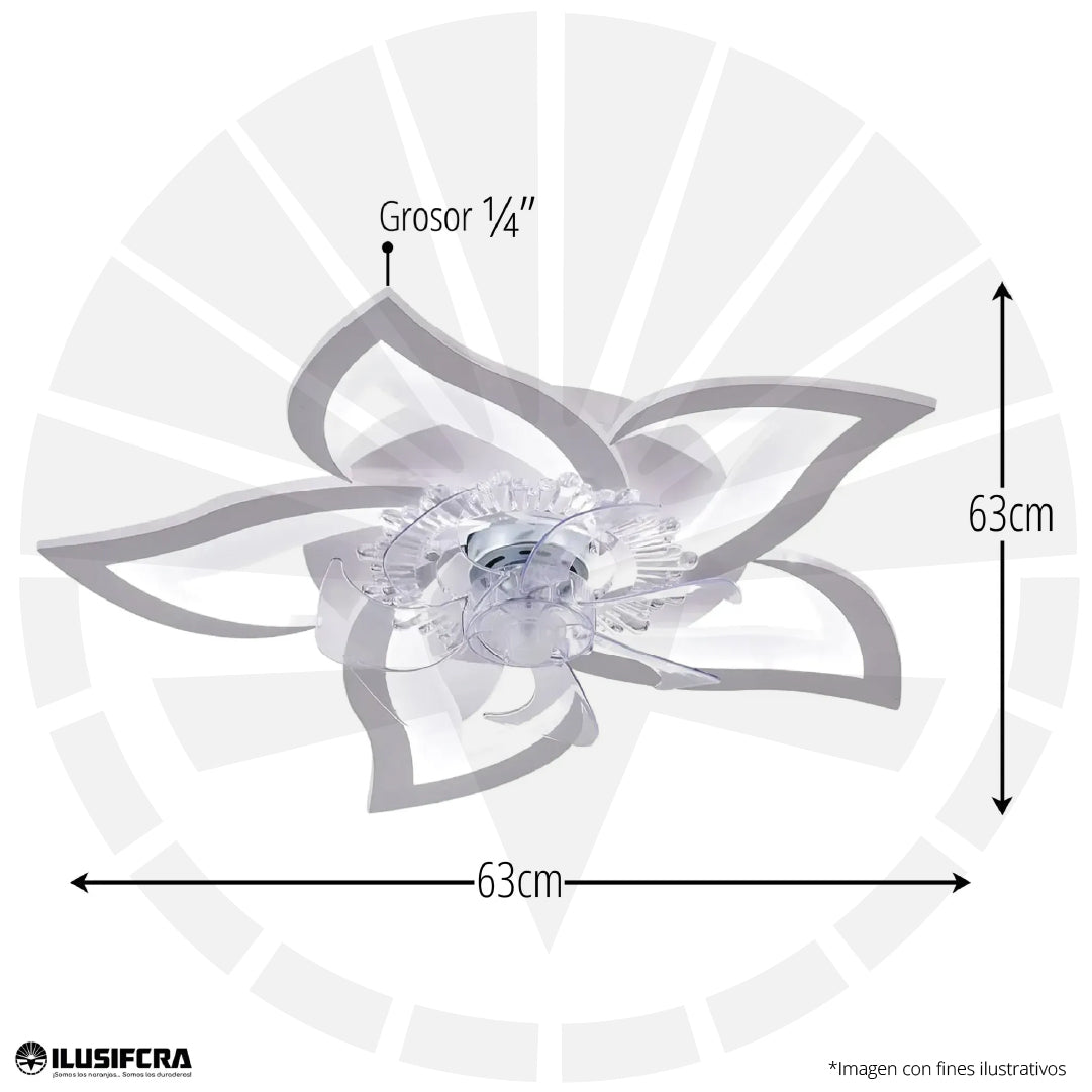 VENTILADOR CON LUZ LED PARA TECHO ESTILO FLOR XH648-5