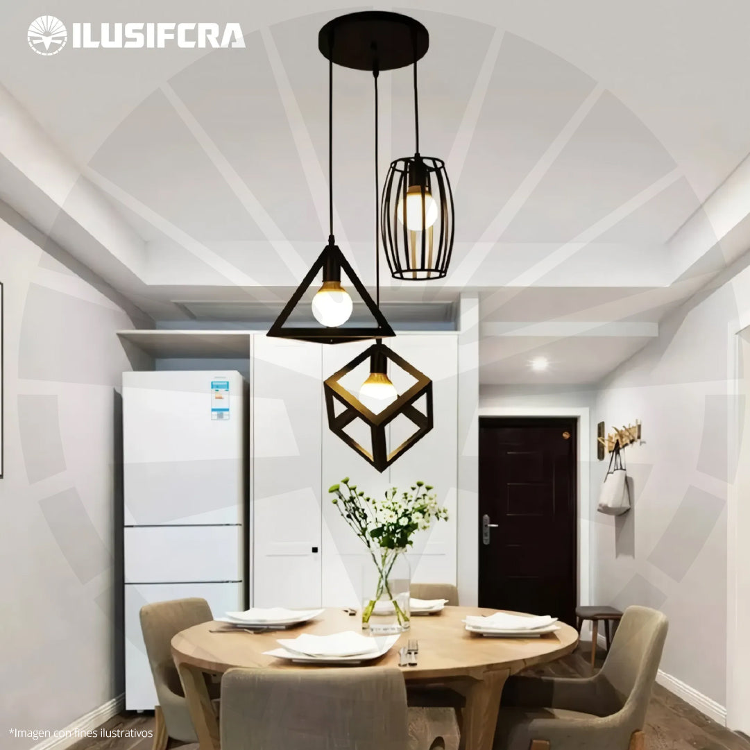 LÁMPARA DE COLGAR XH317-3/D317-3 FIGURAS DE HIERRO