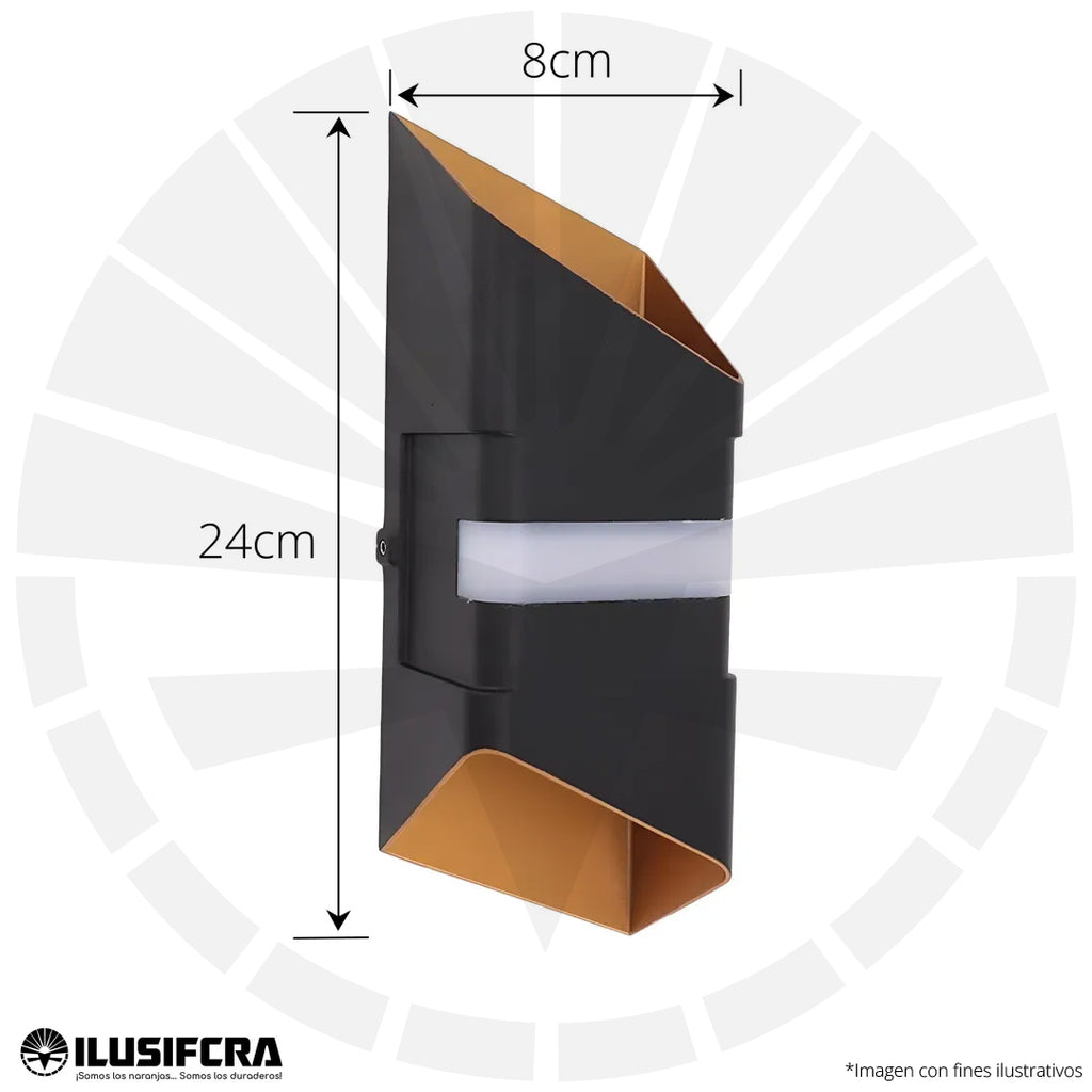 APLIQUE LED PARA PARED 2 LUCES OS-W251/W258-10W 10W BK+GD 6000K