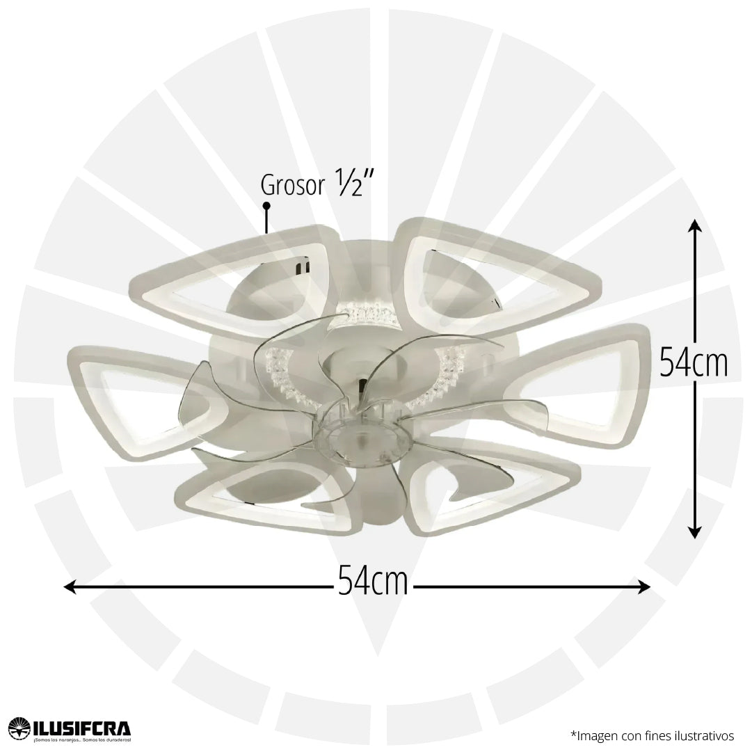 VENTILADOR CON LUZ LED PARA TECHO CON 6 ASPAS XH649-6